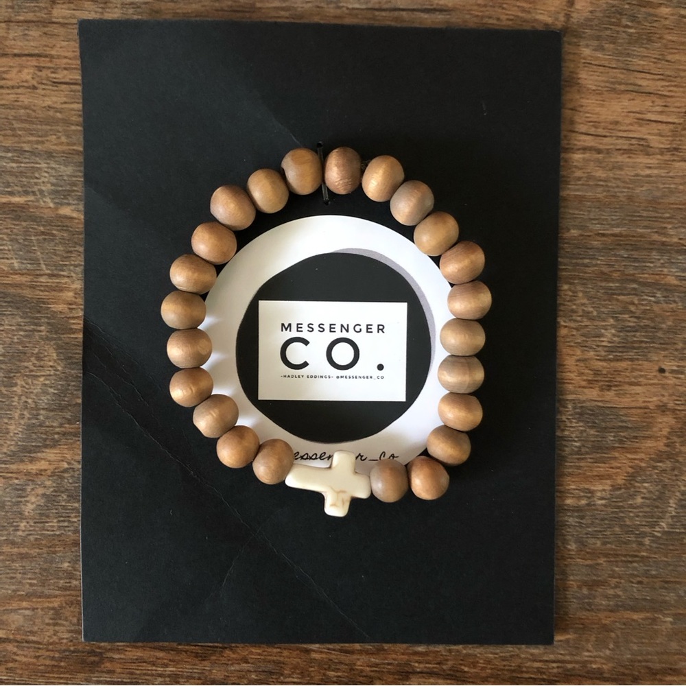 Bracelet with Wooden beads and cross bead